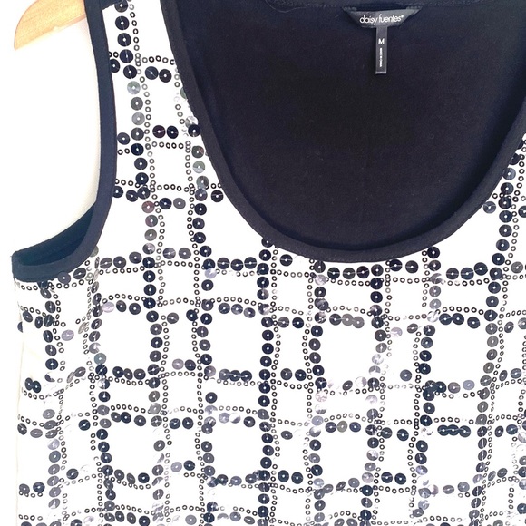(A53) Daisy Fuentes Sequin Sleeves top, Size M - Picture 2 of 6